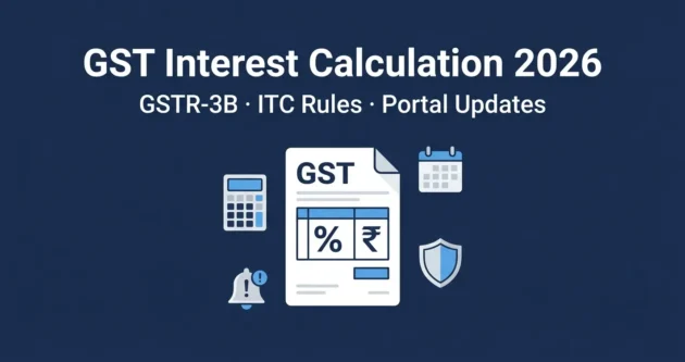GST Interest Calculation Changes in 2026 covering GSTR-3B updates, ITC reversal rules and GST portal changes for registered businesses