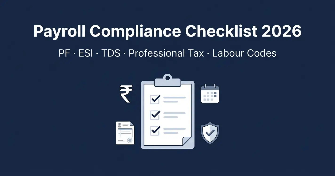 Payroll Compliance Checklist for Indian Companies 2026 covering PF, ESI, TDS, Professional Tax and Labour Codes