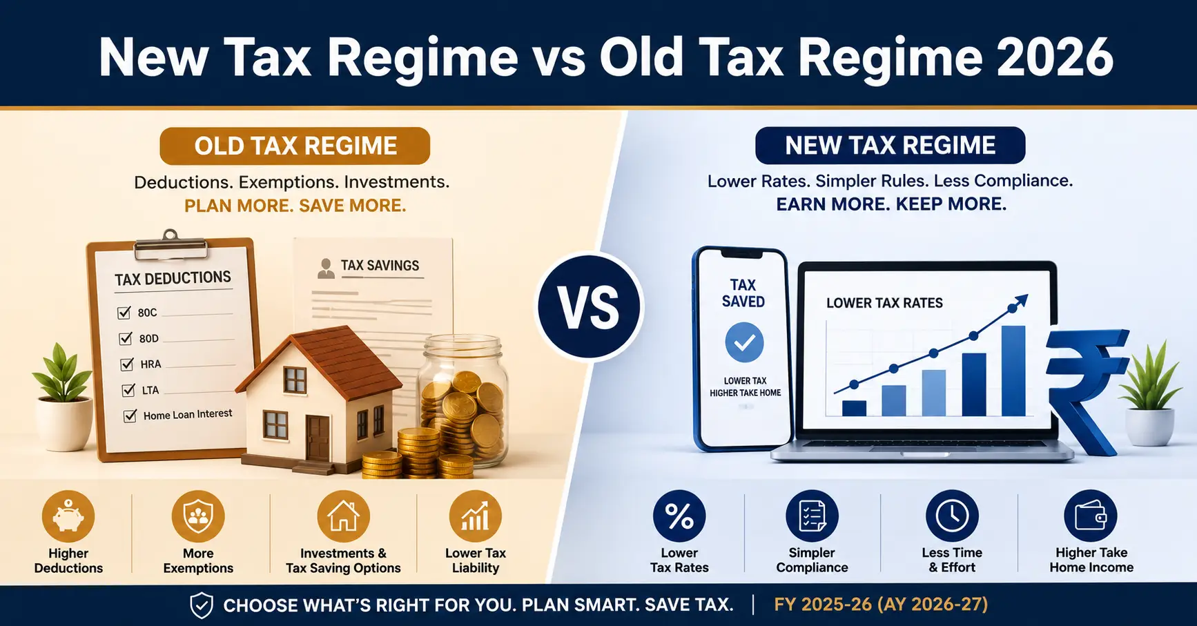 New Tax Regime vs Old Tax Regime 2026 – Income Tax Slab Comparison for Indian Taxpayers