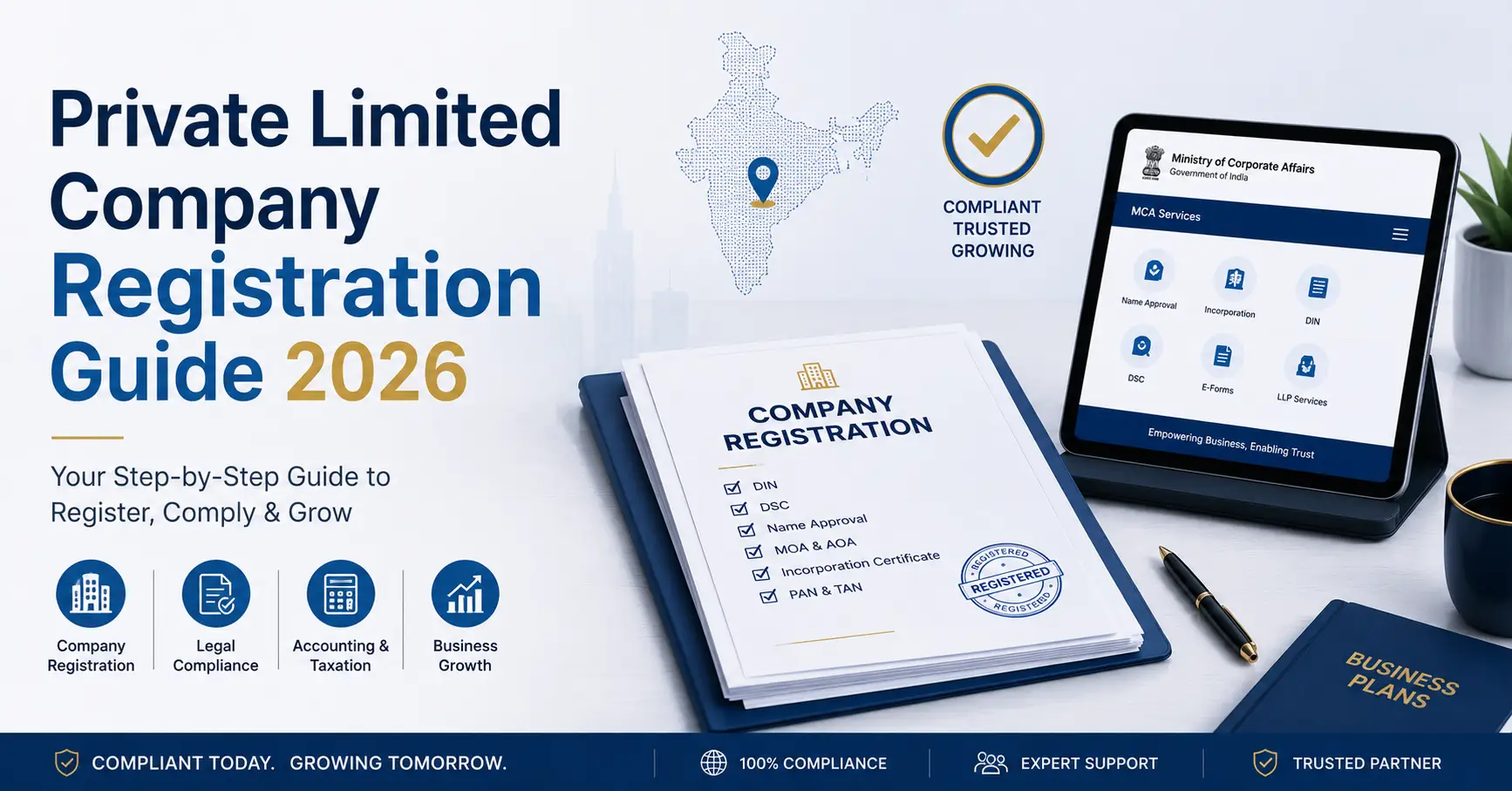 Step-by-step private limited company registration process in India 2026