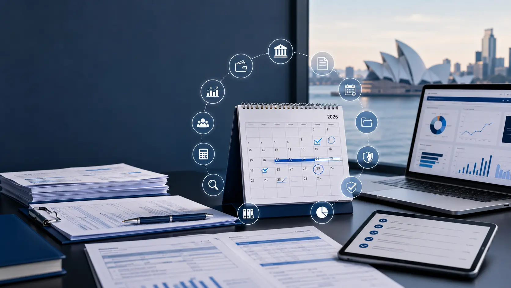 Australian company compliance calendar showing 2026 ASIC, ATO, BAS, tax, payroll, and regulatory deadlines for businesses